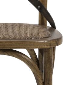 Holzstuhl Vintage mit Rattan-Sitzfläche, Gestell: Birkenholz, lackiert, Sitzfläche: Rattan, lackiert, Birkenholz, lackiert, B 49 x T 55 cm