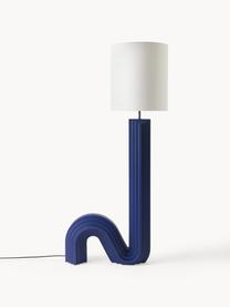 Design Stehlampe Luomo, Lampenschirm: Leinenstoff, Dunkelblau, Off White, H 153 cm