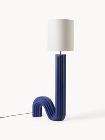 Design Stehlampe Luomo, Lampenschirm: Leinenstoff, Dunkelblau, Off White, H 153 cm