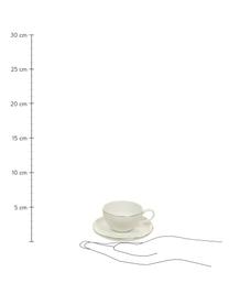 Juego tazas de café con platitos Bella, 2 uds., Porcelana, Blanco crema, Ø 10 x Al 6 cm