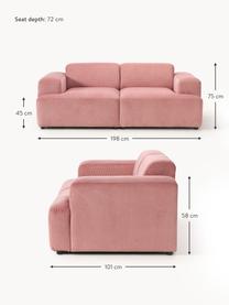 Cord-Sofa Melva (2-Sitzer), Bezug: Cord (92% Polyester, 8% P, Gestell: Massives Kiefernholz, Spa, Cord Altrosa, B 198 x T 101 cm