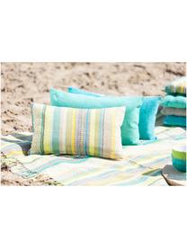 Tweekleurig geweven outdoor kussen St. Maxime, met vulling, Turquoise, zwart, B 30 x L 50 cm