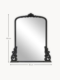 Barokní nástěnné zrcadlo s černým dřevěným rámem Fabricio, Černá, Š 85 cm, V 100 cm