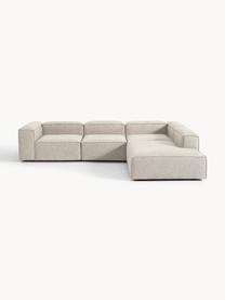 Modulares XL-Ecksofa Lennon aus Leinen-Mix, Bezug: 50 % Viskose, 25 % Leinen, Gestell: Fichtenholz, Sperrholz, m, Leinen-Mix Grau, B 329 x T 269 cm, Eckteil links