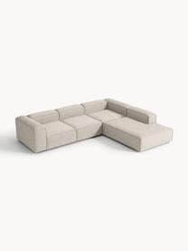 Sofa modułowa XL z mieszanki lnu Lennon, Tapicerka: 50% wiskoza, 25% len, 15%, Nogi: tworzywo sztuczne Ten pro, Szara mieszanka lnu, S 329 x G 269 cm, lewostronna