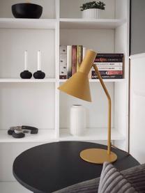 Bureaulamp Lyss in mosterdgeel, Lampenkap: gecoat metaal, Lampvoet: gecoat metaal, Mosterdkleurig, wit, 26 x 50 cm