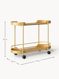 Carrello di servizio in metallo Taru, Struttura: metallo verniciato a polv, Ruote: plastica, Ocra opaco, nero, Larg. 79 x Alt. 65 cm