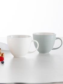 Kaffeetassen Darby mit Strukturoberfläche, 4 Stück, New Bone China, Grün, Gebrochenes Weiss, Ø 11 x H 10 cm, 500 ml