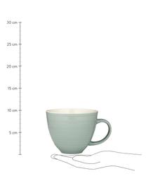 Kaffeetassen Darby mit Strukturoberfläche, 4 Stück, New Bone China, Grün, Gebrochenes Weiß, Ø 11 x H 10 cm, 500 ml