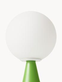Lámpara de mesa artesanal pequeña Bilia, Pantalla: vidrio, Estructura: metal recubierto, Cable: plástico, Blanco, verde, Ø 12 x Al 26 cm