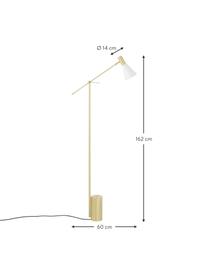 Leselampe Sia-Gold, Lampenschirm: Metall, pulverbeschichtet, Weiss, Messingfarben, H 162 cm