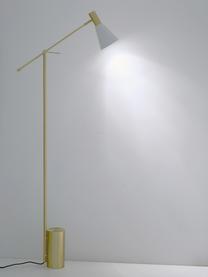 Leselampe Sia-Gold, Lampenschirm: Metall, pulverbeschichtet, Lampenfuß: Metall, vermessingt, Weiß, Messingfarben, H 162 cm