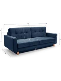 Sofá cama Tokio (2 plazas), con espacio de almacenamiento, Tapizado: 100% poliéster, Azul oscuro, An 228 x F 89 cm