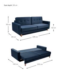 Sofa z funkcją spania i miejscem do przechowywania Tokio (2-osobowa), Tapicerka: 100% poliester, Ciemny niebieski, S 228 x G 89 cm