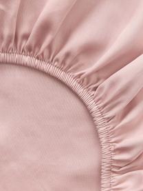 Lenzuolo con angoli topper in raso di cotone Comfort, Rosa chiaro, Larg. 90 x Lung. 200 cm, Alt. 15 cm