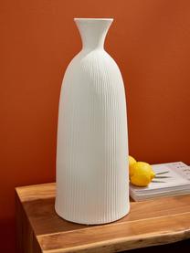 Vase design en céramique Striped, haut. 46 cm, Céramique, Blanc, Ø 19 x haut. 46 cm