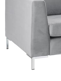 Samt-Ecksofa Luna, Bezug: Samt (Polyester) 80.000 S, Gestell: Massives Buchenholz, Füße: Metall, galvanisiert, Samt Hellgrau, Silber, B 280 x T 184 cm