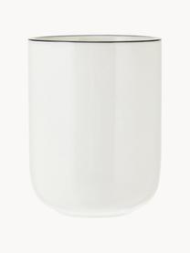 Tazas de café de porcelana Facile, 2 uds., Porcelana dura de alta calidad (aprox. 50% caolín, 25% cuarzo y 25% feldespato), Off White con borde negro, Ø 8 x Al 10 cm, 350 ml