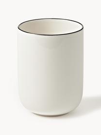 Porcelánové kávové šálky Facile, 2 ks, Vysokokvalitný tvrdý porcelán (cca 50 % kaolín, 25 % kremeň a 25 % živec), Lomená biela s čiernym okrajom, Ø 8 x V 10 cm, 350 ml