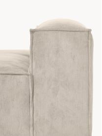 Ottomane-Modul Lennon aus Cord, Bezug: Cord (92 % Polyester, 8 %, Gestell: Massives Kiefernholz FSC-, Füße: Kunststoff, Cord Hellbeige, B 150 x T 123 cm, Rückenlehne rechts