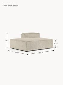 Ottomane-Modul Lennon aus Cord, Bezug: Cord (92 % Polyester, 8 %, Gestell: Massives Kiefernholz FSC-, Füße: Kunststoff, Cord Hellbeige, B 150 x T 123 cm, Rückenlehne rechts
