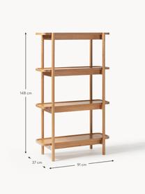 Estantería de madera Libby, Estantería: contrachapado con chapa d, Patas: madera maciza de roble, l, Madera clara, An 91 x Al 148 cm