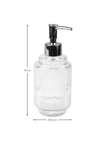 Distributeur de savon liquide  Ligia, Verre, Transparent, couleur argentée, Ø 8 x haut. 19 cm