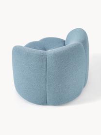 Bouclé loungefauteuil Fleur, Bekleding: bouclé (100% polyester) M, Frame: massief eucalyptushout Di, Blauw, B 105 x D 95 cm