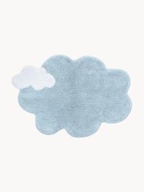 Tappeto per bambini fatto a mano Dream, lavabile, Retro: 100% cotone, Azzurro, bianco, Larg. 70 x Lung. 100 cm (taglia XS)