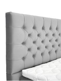 Letto boxspring in velluto premium Pheobe, Materasso: a molle insacchettate a 7, Piedini: legno massello di faggio,, Grigio chiaro, 200 x 200 cm