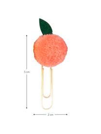 Paperclipset Fruit, 4-delig, Gelakt metaal, polyester, Roodtinten, roze, geel, goudkleurig, 2 x 5 cm