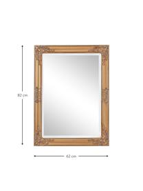 Rechthoekige wandspiegel Miro met gouden frame van paulowniahout, Frame: paulowniahout, gecoat, Goudkleurig, B 62 x H 82 cm