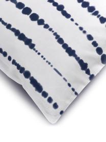 Perkálová obojstranná obliečka na vankúš z organickej bavlny s batikovou potlačou Remi, 2 ks, Modrá, biela, Š 40 x D 80 cm