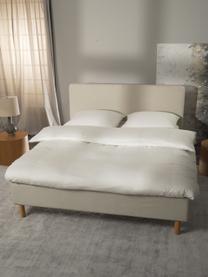 Letto imbottito in tessuto beige Celeste, Rivestimento: poliestere (tessuto strut, Piedini: legno di albero della gom, Tessuto bianco crema, 160 x 200 cm