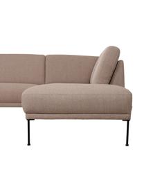 Sofa narożna Fluente, Tapicerka: 100% poliester Dzięki tka, Stelaż: lite drewno sosnowe z cer, Nogi: metal malowany proszkowo, Taupe tkanina, S 221 x G 200 cm, lewostronna