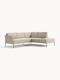 Ecksofa Fluente, Bezug: 100% Polyester 35.000 Sch, Gestell: Massives Kiefernholz, Füße: Metall, pulverbeschichtet, Webstoff Beige, B 221 x T 200 cm, Eckteil rechts