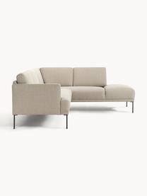 Ecksofa Fluente, Bezug: 100% Polyester 35.000 Sch, Gestell: Massives Kiefernholz, Füße: Metall, pulverbeschichtet, Webstoff Beige, B 221 x T 200 cm, Eckteil rechts