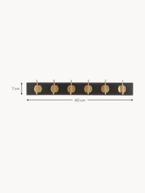 Appendiabiti da parete in legno Edgy, Asta: pannello di fibra a media, Nero, dorato, Larg. 60 x Alt. 7 cm