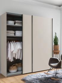 Schwebetürenschrank Monaco, 2-türig, Korpus: Holzwerkstoff, foliert, Leisten: Metall, beschichtet, Beige, B 197 x H 217 cm