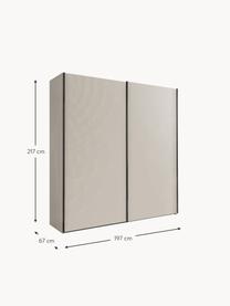 Schwebetürenschrank Monaco, 2-türig, Korpus: Holzwerkstoff, foliert, Leisten: Metall, beschichtet, Beige, B 197 x H 217 cm