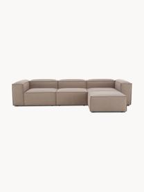 Modulares Sofa Lennon (4-Sitzer) mit Hocker, Bezug: 100 % Polyester Der strap, Gestell: Massives Kiefernholz FSC-, Füße: Kunststoff, Webstoff Taupe, B 327 x T 207 cm