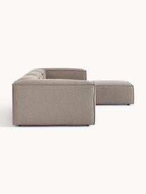 Modulares Sofa Lennon (4-Sitzer) mit Hocker, Bezug: 100 % Polyester Der strap, Gestell: Massives Kiefernholz, Spe, Füße: Kunststoff Dieses Produkt, Webstoff Taupe, B 327 x T 207 cm