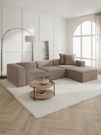 Modulares Sofa Lennon (4-Sitzer) mit Hocker, Bezug: 100 % Polyester Der strap, Gestell: Massives Kiefernholz, Spe, Webstoff Taupe, B 327 x T 207 cm
