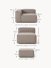 Divano componibile 4 posti con poggiapiedi Lennon, Rivestimento: 100% poliestere Con 115.0, Struttura: legno di pino massiccio, , Piedini: plastica Questo prodotto , Tessuto taupe, Larg. 327 x Prof. 207 cm