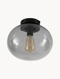 Kleine plafondlamp Alton van glas, Lampenkap: getint glas, Zwart, grijs, Ø 28 x H 24 cm