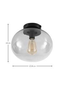 Petit plafonnier en verre Alton, Noir, gris, Ø 28 x haut. 24 cm