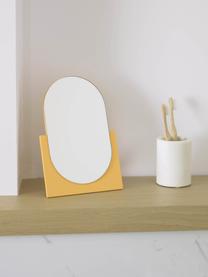 Ovale make-up spiegel Mica met een geel houten frame, Frame: gecoat MDF, Geel, B 17 cm x H 25 cm