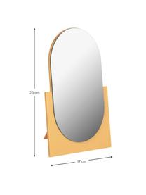 Ovale make-up spiegel Mica met een geel houten frame, Frame: gecoat MDF, Geel, B 17 cm x H 25 cm