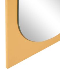 Ovaler Kosmetikspiegel Mica mit gelbem Holzrahmen, Rahmen: Mitteldichte Holzfaserpla, Spiegelfläche: Spiegelglas, Gelb, B 17 x H 25 cm