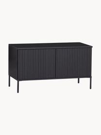 Mueble TV de madera de pino Avourio, 2 puertas, Estructura: madera de pino, Patas: metal recubierto Este pro, Madera de pino negra, An 100 x Al 56 cm